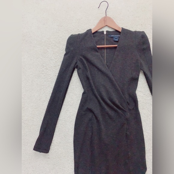 French Connection Gray Long Sleeve Sheath Short Mini Dress 2 XS Extra Small - Picture 6 of 11